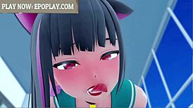 kyouyama kazusa gives cute blowjob in blue archive.
