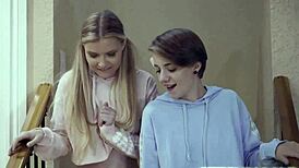 Stepsisters taking turns pleasuring each other