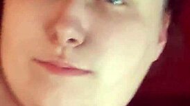 An amateur girl casually gets her face covered in cum