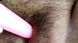 Brunette Masturbates Hairy Pussy While Boyfriend Away