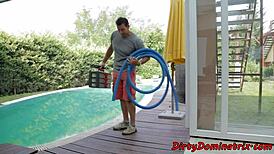 I, the glamour eurobabe, dominate the curvy beauty with bondage and dildo in femdom play.