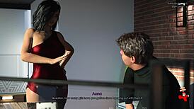 I can't resist Anna in that red dress and black stockings for game night.