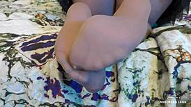 My Sweaty Feet in Worn Dirty Pantyhose