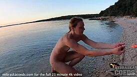 Nude Fire Dancing On The Beach At Sunset