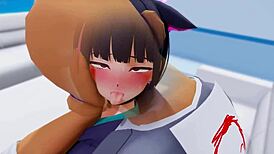 i-i'm watching this 3d hentai anime with kazusa in hardcore scenes