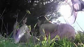 Two Lesbian Naturals Fucking Hard with Toys Under the Blazing Sun!