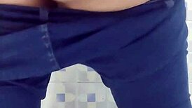 Hidden Camera Captures Mature Latina In Bathroom