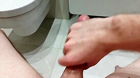 curious solo play in bathroom ends with huge release