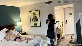 So, I flashed my dick in public to a hotel maid, and she helped me cum