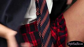 European man gets a blowjob with cum on his face