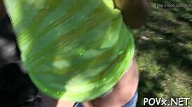 Teen amateur slams hard in raw POV blowjob and fucking action.