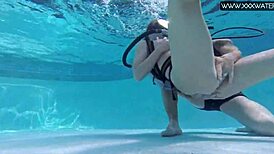 Minnie Manga Dives Deep Taking Hard Cock Underwater in Tight Hole.