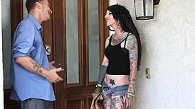 tattooed girl gets intense action