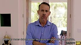 Daddy4K Handsome Man Helps Redhead Hottie Get Revenge on Son