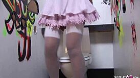 Young Black Teen Bends Over for Glory Hole Threesome with Big Cocks