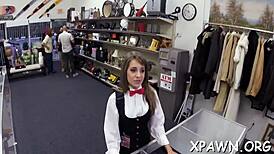 Hawt Doxy Feels Intense Pleasure Having Sex In Shop With Wet Pussy