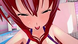 Rias Gremory beder om sex i badeværelset i bikini