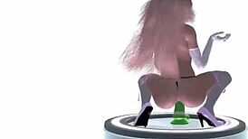 Princess Peach Rides Dildo Hard on Big Cock Anime Scene. Her Hairless Body Dances Wild