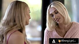 I watch big tits milf Pristine Edge scissoring with teen assistant on kitchen counter