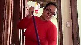 my cute milf neighbor masturbates in the bathroom and gets a creampie