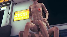 Hentai uncensored 3d sexy elf gets hard blowjob and cumshot in train