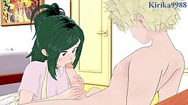 Inko Midoriya and Katsuki Bakugo in intense creampie sex