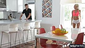 Blonde athletic cougar cheats with passion