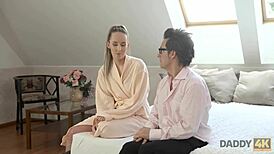 daddy4k banging step son's hot gf makes old man cum hard