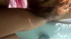 Cathy B gets bent over in jacuzzi. Outdoor doggy style with fake tits.