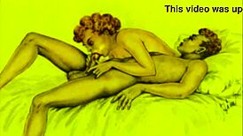 vintage erotic illustration sparks old-school charm in anime style