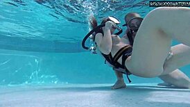 Minnie Manga Dives Deep Taking Hard Cock Underwater in Tight Hole.