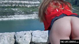 Sexy Blonde Babe Masturbates To Squirting Orgasm In Sunshine