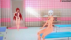 rias gremory asks for sex in the bathroom bikini