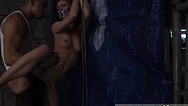 Outstanding Teen 18+ Demonstrates Rough Outdoor Bondage Skills With Duddy Cronys