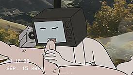 TV Woman and Cameraman Sex Animation