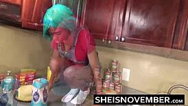 Step brother convinces cute step sister msnovember to fuck in kitchen