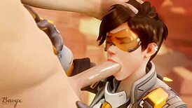 Tracer Pays Bet With Blowjob And Cumshot