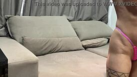 gorgeous redhead caught giving quickie blowjob to interviewer