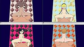 Sixteen Pokegirls Engage In Anal Sex On Quadruple Screens