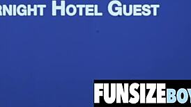 Watch the hot smooth twink suck massive cock in bed.