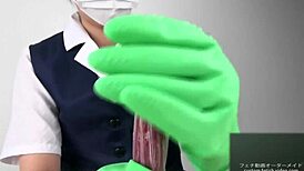 ラテックス手袋の手コキ、超エロい！ 😜