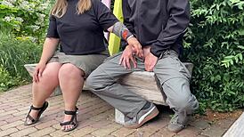 Unfamiliar Sexy Milf Allows Park Bench Release in Public