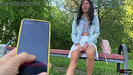 Why does my girlfriend orgasm in the public park under my toy control?