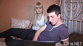 The nasty chick gives blowjob and fucks in missionary for cash