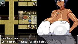 Tanned girl natsuki hentai game ep 6 weird guy is asking for a striptease with ripped clothes and huge tits!