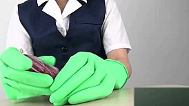 ラテックス手袋の手コキ、超エロい！ 😜