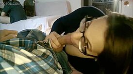 student plays on computer while friend sneaks blowjob.