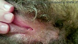 Fingering My Hairy Slutty Pussy Close-Up With Small Tits