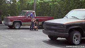 Latina sucking my dick in parking lot