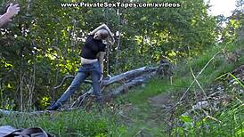 Tear Pantyhose, Drill Beaver Outdoors With Hot Girlfriend.